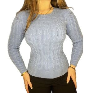 St. John’s Bay Cable-Knit Sweater | Sky Blue | Size PS